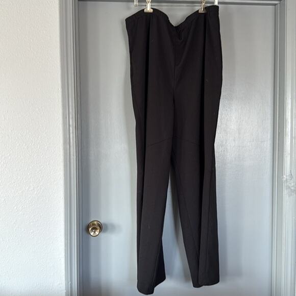 Vintage Women's Black Pullon Elastic Waist  Polyester Pants Union Made USA sz 44 - Picture 2 of 6